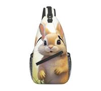 GTKSYNVE Cute Rabbit Flower Cross Chest Bag Diagonally Sling Backpack Outdoor Travel Cycling Bag for Men Women, Black, One Size, Sling Backpacks