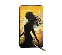 GTKSYNVE Dance Music Leather Wallets for Women Men, RFID Blocking Large Capacity Credit Card Holder with Zipper Ladies Phone Clutch Handbag Travel Purse Gifts for Birthday