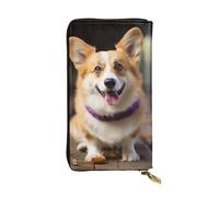 GTKSYNVE Dog Corgi Leather Wallets for Women Men, RFID Blocking Large Capacity Credit Card Holder with Zipper Ladies Phone Clutch Handbag Travel Purse Gifts for Birthday
