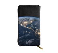 GTKSYNVE Earth from The Outer Space Leather Wallets for Women Men, RFID Blocking Large Capacity Credit Card Holder with Zipper Ladies Phone Clutch Handbag Travel Purse Gifts for Birthday