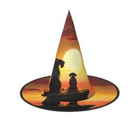 GTKSYNVE Elephant and Dog Watch The Sunset Halloween Decorations Witch Hat 3 PCS, Wizard Hat for Party Costume Accessory Dress up Hats