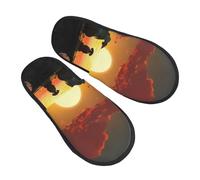 GTKSYNVE Elephant and Dog Watch The Sunset Slipper Warm Comfy Memory Foam House Shoes Fuzzy Winter Bedroom Slipper Slip-on House Slippers Cozy Indoor Outdoor Slippers - Trendy Gift for Women Men