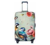 GTKSYNVE Flowers Birds And Butterfly Luggage Cover for Suitcase Tsa Approved, Spandex Stretch Suitcase Protector Washable Baggage Covers Travel Luggage Sleeve Large Suit Case Cover Fit 18-32 Inch
