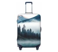 GTKSYNVE Foggy Mountains Landscape Luggage Cover for Suitcase Tsa Approved, Spandex Stretch Suitcase Protector Washable Baggage Covers Travel Luggage Sleeve Large Suit Case Cover Fit 18-32 Inch, Black