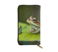 GTKSYNVE Frog and butterfly Leather Wallets for Women Men, RFID Blocking Large Capacity Credit Card Holder with Zipper Ladies Phone Clutch Handbag Travel Purse Gifts for Birthday