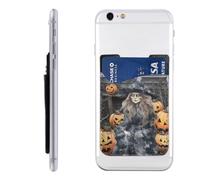 GTKSYNVE Funny Halloween Decor Witch Phone Wallet Stick On, Leather Phone Card Holder, Adhesive Credit Card Holder for Phone Case, Id Card Pouch Sleeve Compatible for Most of Cellphone