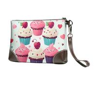 GTKSYNVE Genuine Leather Wristlet Clutch Wallet for Women Men Cupcake candy hearts sweet Purses Travel Phone Organizer Handbag
