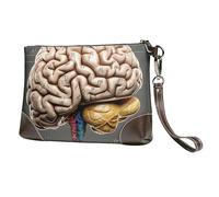 GTKSYNVE Genuine Leather Wristlet Clutch Wallet for Women Men Human Brain Purses Travel Phone Organizer Handbag