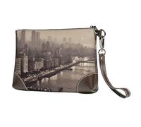 GTKSYNVE Genuine Leather Wristlet Clutch Wallet for Women Men Mumbai city of dreams Purses Travel Phone Organizer Handbag