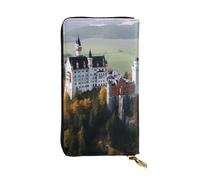 GTKSYNVE Germany Neuschwanstein Castle Leather Wallets for Women Men, RFID Blocking Large Capacity Credit Card Holder with Zipper Ladies Phone Clutch Handbag Travel Purse Gifts for Birthday
