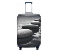 GTKSYNVE Grey Zen Stones Picture Luggage Cover for Suitcase Tsa Approved, Spandex Stretch Suitcase Protector Washable Baggage Covers Travel Luggage Sleeve Large Suit Case Cover Fit 18-32 Inch, Black