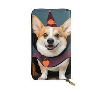 GTKSYNVE Halloween Corgi Dog Witch Leather Wallets for Women Men, RFID Blocking Large Capacity Credit Card Holder with Zipper Ladies Phone Clutch Handbag Travel Purse Gifts for Birthday