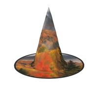 GTKSYNVE Halloween Decorations Witch Hat 2 PCS, Autumn Foliage Mountains Wizard Hat for Party Costume Accessory Dress up Hats