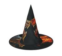 GTKSYNVE Halloween Decorations Witch Hat 3 PCS, Chic Cool Two Fighting Roaring Dragon Wizard Hat for Party Costume Accessory Dress up Hats