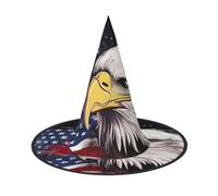 GTKSYNVE Halloween Decorations Witch Hat, America US Flag Bald Eagle Wizard Hat for Party Costume Accessory Dress up Hats, Black, 2 PCS