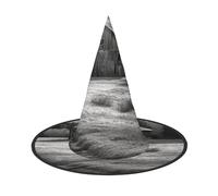 GTKSYNVE Halloween Decorations Witch Hat, Barn Black and White Wizard Hat for Party Costume Accessory Dress up Hats, Black, 2 PCS