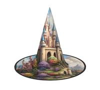 GTKSYNVE Halloween Decorations Witch Hat, Colored castle Wizard Hat for Party Costume Accessory Dress up Hats, Black, 1