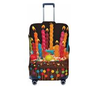 GTKSYNVE Happy Birthday Big Cake Luggage Cover for Suitcase Tsa Approved, Spandex Stretch Suitcase Protector Washable Baggage Covers Travel Luggage Sleeve Large Suit Case Cover Fit 18-32 Inch, Black