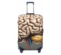 GTKSYNVE Human Brain Luggage Cover for Suitcase Tsa Approved, Spandex Stretch Suitcase Protector Washable Baggage Covers Travel Luggage Sleeve Large Suit Case Cover Fit 18-32 Inch, Black, XL