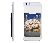 GTKSYNVE Human Brain Phone Wallet Stick On, Leather Phone Card Holder, Adhesive Credit Card Holder for Phone Case, Id Card Pouch Sleeve Compatible for Most of Cellphone