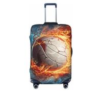 GTKSYNVE Ice and Fire Volleyball Luggage Cover for Suitcase Tsa Approved, Spandex Stretch Suitcase Protector Washable Baggage Covers Travel Luggage Sleeve Large Suit Case Cover Fit 18-32 Inch, Black