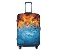 GTKSYNVE Ice Fire Luggage Cover for Suitcase Tsa Approved, Spandex Stretch Suitcase Protector Washable Baggage Covers Travel Luggage Sleeve Large Suit Case Cover Fit 18-32 Inch, Black, M