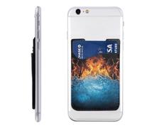 GTKSYNVE Ice Fire Phone Wallet Stick On, Leather Phone Card Holder, Adhesive Credit Card Holder for Phone Case, Id Card Pouch Sleeve Compatible for Most of Cellphone