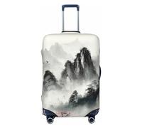 GTKSYNVE Ink Painting Style Mountain Luggage Cover for Suitcase Tsa Approved, Spandex Stretch Suitcase Protector Washable Baggage Covers Travel Luggage Sleeve Large Suit Case Cover Fit 18-32 Inch