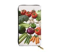 GTKSYNVE Introduction of various vegetables Leather Wallets for Women Men, RFID Blocking Large Capacity Credit Card Holder with Zipper Ladies Phone Clutch Handbag Travel Purse Gifts for Birthday