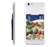GTKSYNVE Introduction of various vegetables Phone Wallet Stick On, Leather Phone Card Holder, Adhesive Credit Card Holder for Phone Case, Id Card Pouch Sleeve Compatible for Most of Cellphone
