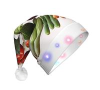 GTKSYNVE Introduction of various vegetables Santa Hat Light Up Christmas Hat Velvet Santa Claus Hats Unisex Holiday Xmas Hats for Party