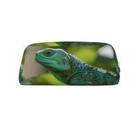 GTKSYNVE Leather Makeup Bag for Purse Travel Portable Small Pencil Bags for Women Men Green Lizard Cosmetic Bag with Zipper Pencil Pouch Aesthetic Coin Pouch Adults Desk Organizer, Gold, One Size
