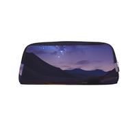 GTKSYNVE Leather Makeup Bag for Purse Travel Portable Small Pencil Bags for Women Men Night in the desert Cosmetic Bag with Zipper Pencil Pouch Aesthetic Coin Pouch Adults Desk Organizer, Gold, One