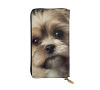 GTKSYNVE Little Dog Leather Wallets for Women Men, RFID Blocking Large Capacity Credit Card Holder with Zipper Ladies Phone Clutch Handbag Travel Purse Gifts for Birthday
