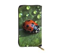 GTKSYNVE Little Ladybug Leather Wallets for Women Men, RFID Blocking Large Capacity Credit Card Holder with Zipper Ladies Phone Clutch Handbag Travel Purse Gifts for Birthday
