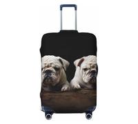 GTKSYNVE Little White Bulldog Luggage Cover for Suitcase Tsa Approved, Spandex Stretch Suitcase Protector Washable Baggage Covers Travel Luggage Sleeve Large Suit Case Cover Fit 18-32 Inch, Black, L