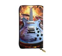 GTKSYNVE Magic Electric Guitar Music Leather Wallets for Women Men, RFID Blocking Large Capacity Credit Card Holder with Zipper Ladies Phone Clutch Handbag Travel Purse Gifts for Birthday