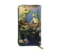 GTKSYNVE Many Frogs Sing on The Branches Leather Wallets for Women Men, RFID Blocking Large Capacity Credit Card Holder with Zipper Ladies Phone Clutch Handbag Travel Purse Gifts for Birthday