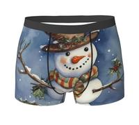 GTKSYNVE Men's Underwear Winter snowman Boxer Briefs, Stretch Moisture-Wicking Trunks and Boxer Brief for Men, Black, M