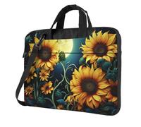 GTKSYNVE Moonlight Sunflower Pattern Laptop Bag 14 inch Business Briefcase for Men Women Water Resistant Laptop Shoulder Bag