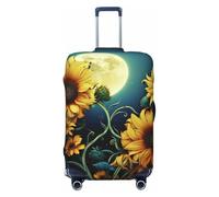 GTKSYNVE Moonlight Sunflower Pattern Luggage Cover for Suitcase Tsa Approved, Spandex Stretch Suitcase Protector Washable Baggage Covers Travel Luggage Sleeve Large Suit Case Cover Fit 18-32 Inch