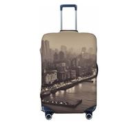 GTKSYNVE Mumbai city of dreams Luggage Cover for Suitcase Tsa Approved, Spandex Stretch Suitcase Protector Washable Baggage Covers Travel Luggage Sleeve Large Suit Case Cover Fit 18-32 Inch, Black, XL