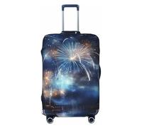 GTKSYNVE New Year Pyrotechnics Luggage Cover for Suitcase Tsa Approved, Spandex Stretch Suitcase Protector Washable Baggage Covers Travel Luggage Sleeve Large Suit Case Cover Fit 18-32 Inch, Black, S