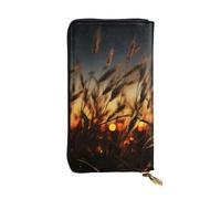 GTKSYNVE Night brown wheat Leather Wallets for Women Men, RFID Blocking Large Capacity Credit Card Holder with Zipper Ladies Phone Clutch Handbag Travel Purse Gifts for Birthday