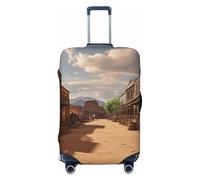 GTKSYNVE Old Wild West Cowboy Town Luggage Cover for Suitcase Tsa Approved, Spandex Stretch Suitcase Protector Washable Baggage Covers Travel Luggage Sleeve Large Suit Case Cover Fit 18-32 Inch, Black