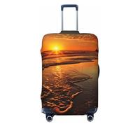 GTKSYNVE Orange Sunrise Beach Luggage Cover for Suitcase Tsa Approved, Spandex Stretch Suitcase Protector Washable Baggage Covers Travel Luggage Sleeve Large Suit Case Cover Fit 18-32 Inch, Black, S