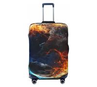 GTKSYNVE Planet Ice and Fire Luggage Cover for Suitcase Tsa Approved, Spandex Stretch Suitcase Protector Washable Baggage Covers Travel Luggage Sleeve Large Suit Case Cover Fit 18-32 Inch, Black, L