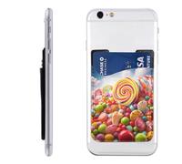 GTKSYNVE Rainbow Candy Phone Wallet Stick On, Leather Phone Card Holder, Adhesive Credit Card Holder for Phone Case, Id Card Pouch Sleeve Compatible for Most of Cellphone