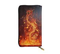 GTKSYNVE Red Flame Music Note Leather Wallets for Women Men, RFID Blocking Large Capacity Credit Card Holder with Zipper Ladies Phone Clutch Handbag Travel Purse Gifts for Birthday