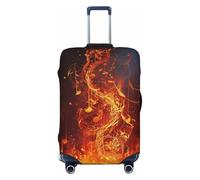 GTKSYNVE Red Flame Music Note Luggage Cover for Suitcase Tsa Approved, Spandex Stretch Suitcase Protector Washable Baggage Covers Travel Luggage Sleeve Large Suit Case Cover Fit 18-32 Inch, Black, S
